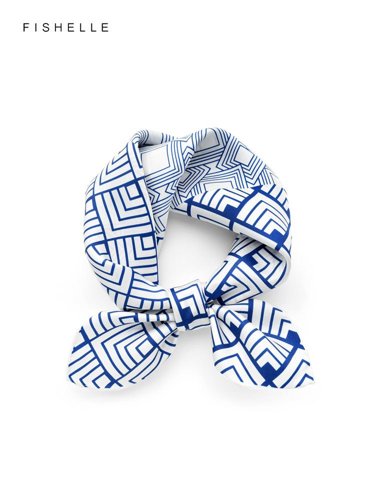 Silk Scarf Square - Cinese classico blu bianco porcellana sciarpa